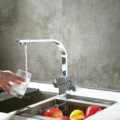 High Quality Square Type 3 Way Kitchen Faucet 