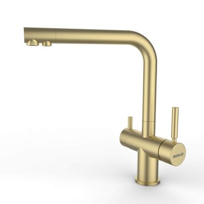 Brush Gold Tri Flow Kitchen Faucet